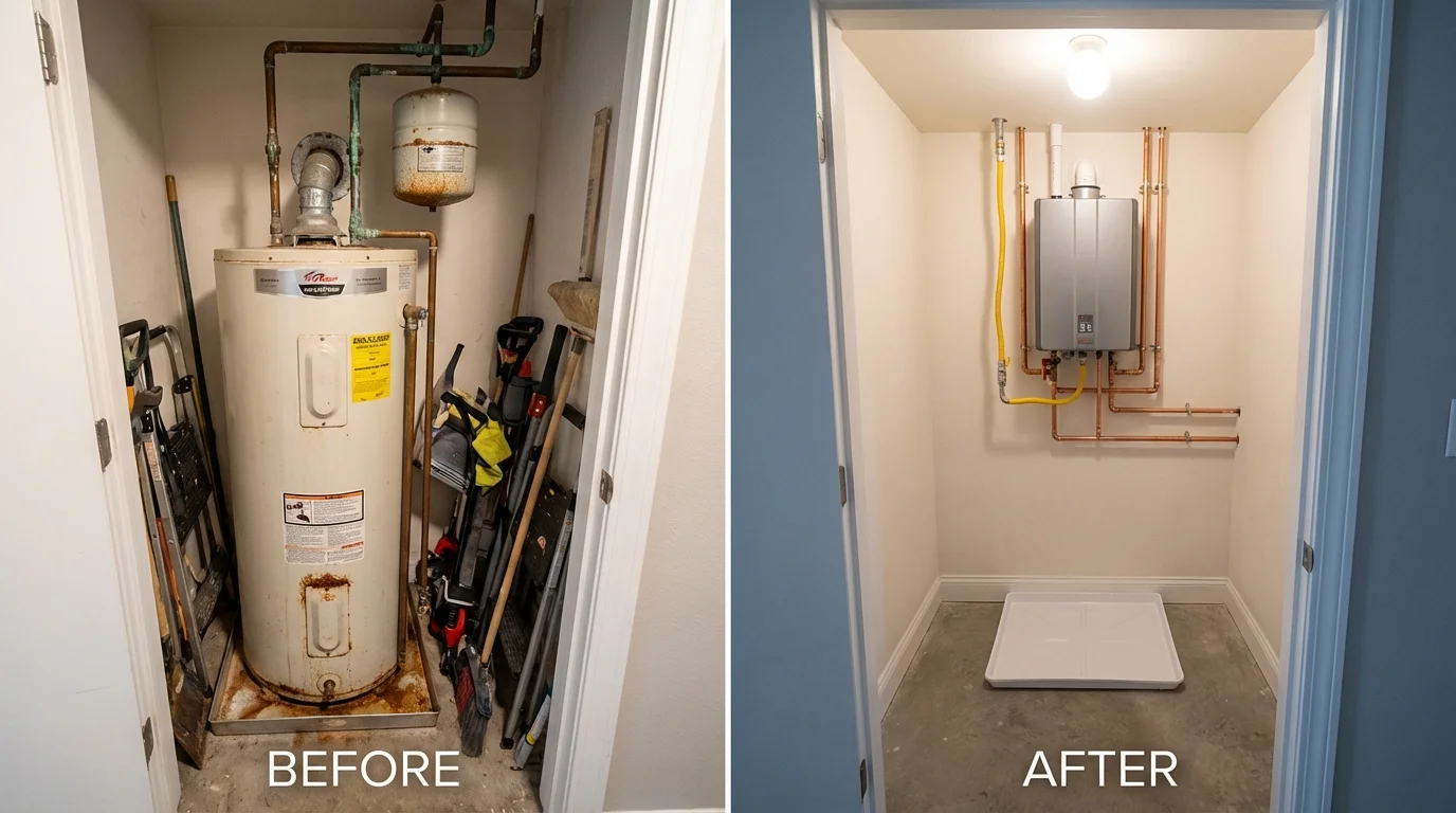 Tank water heater versus wall-mounted tankless unit comparison for Bodfish, CA homeowners